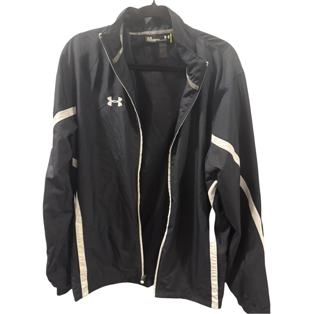 Under Armour Windbreaker Men's Size Large Black Full Zip Long Sleeve Outdoor